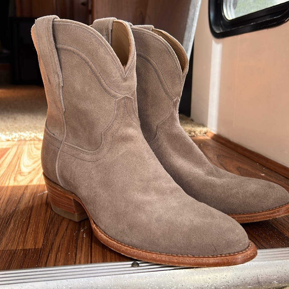 Tecovas Gray Suede Ankle Boots